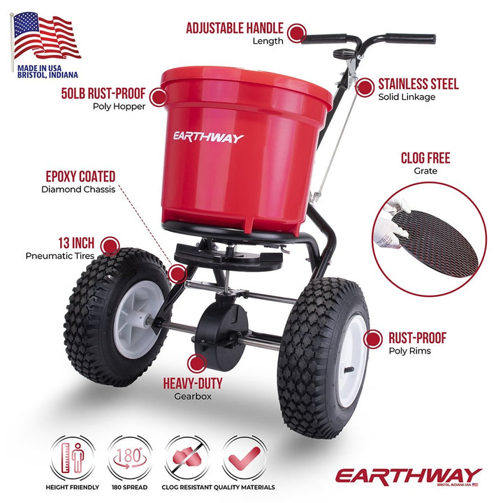 Earthway commercial broadcast fertiliser & seed spreader 23kg - Solo New Zealand