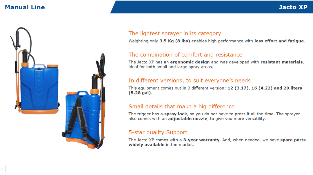 JACTO XP-20 20L BACKPACK SPRAYER