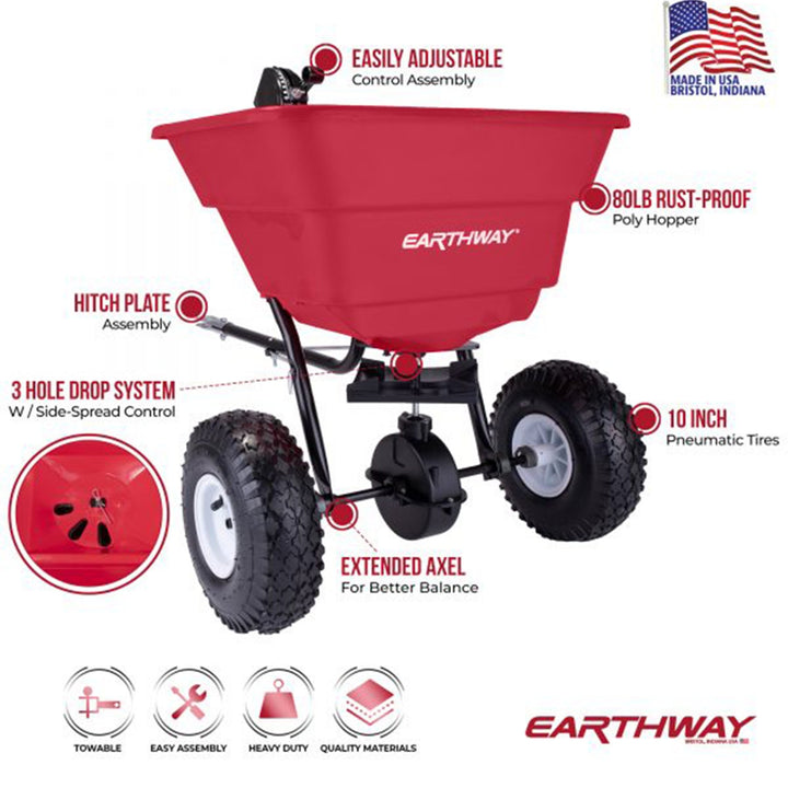 Earthway broadcast tow behind seed & fertiliser spreader 36kg - Solo New Zealand