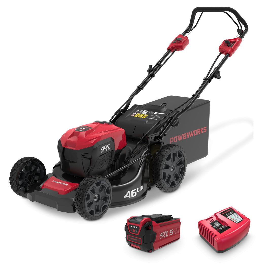 Powerworks 40V 18''/46cm self-propelled lawnmower 5ah kit - Solo New Zealand