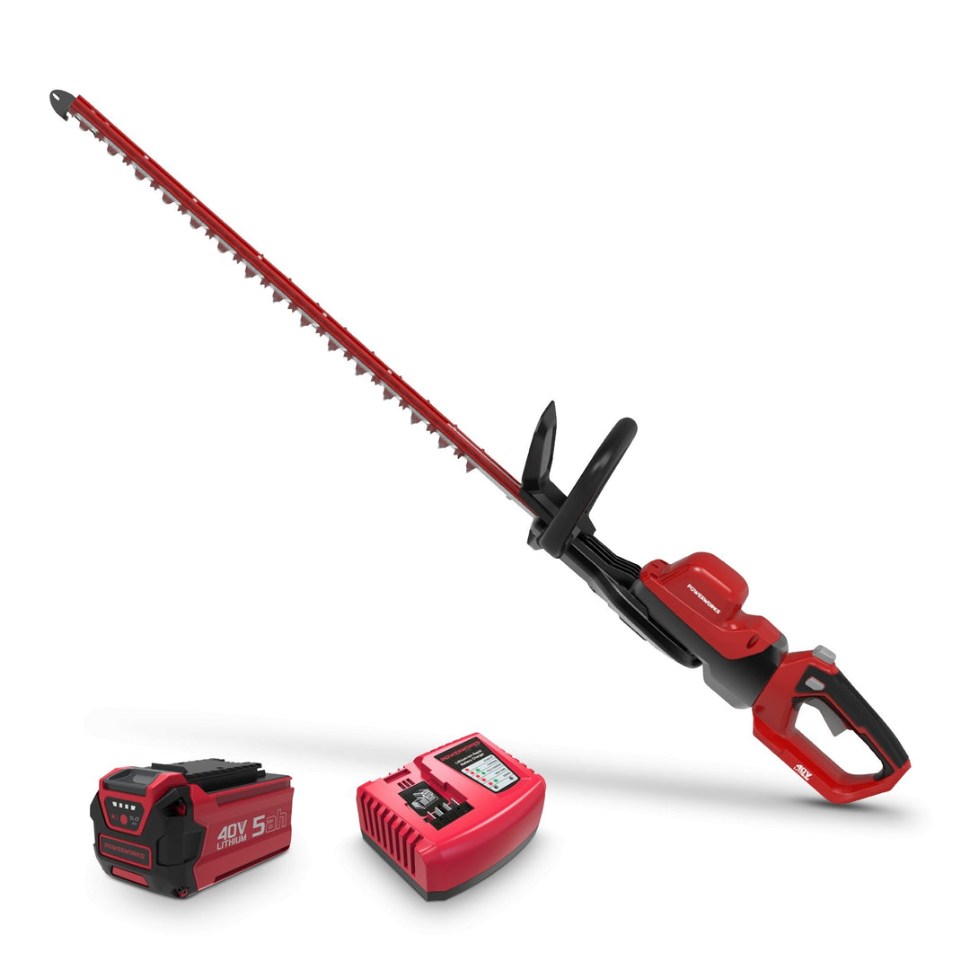Powerworks 40V commercial 60cm hedgetrimmer 5ah kit - Solo New Zealand